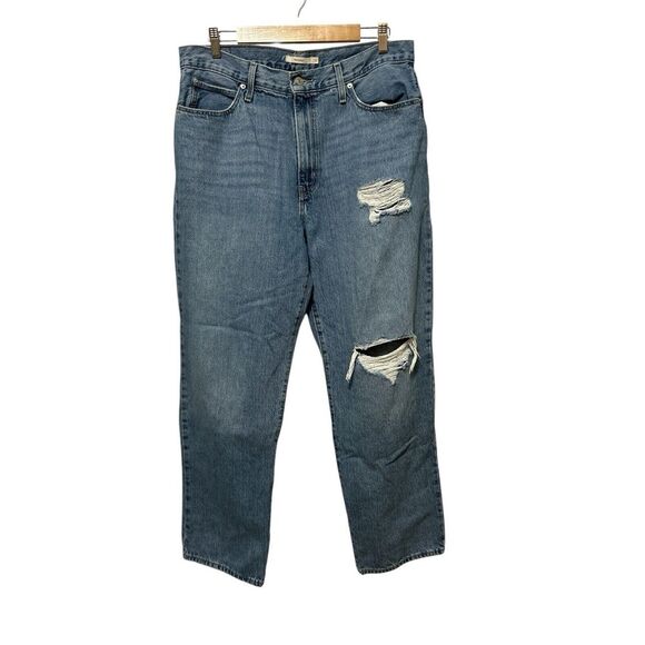 LEVI'S '94 BAGGY DENIM BLUE JEANS WOMENS SIZE 32 RETRO RIPPED DENIM JEANS - Picture 1 of 9